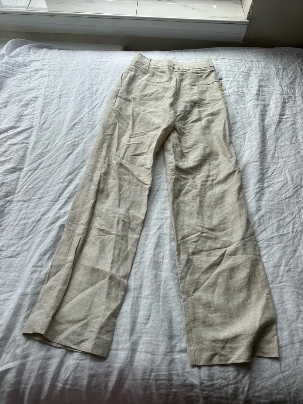 Wilfred Beige Linen-Blend Effortless Wide Leg Trousers